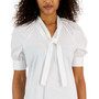 Women's Short-Sleeve Poplin Tie-Neck Top