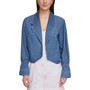 Women's Cotton Denim Notched Collar Cropped Blazer