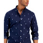 Men's Cocktail Lite Regular-Fit Printed Button-Down Poplin Shirt, Created for Macy's