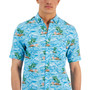 Men's Island Waves Classic-Fit Textured Tropical-Print Button-Down Shirt, Created for Macy's