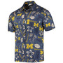 Men's Navy Michigan Wolverines Vintage-Like Floral Button-Up Shirt