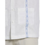 Men's Contrast Embroidered Panel Button-Down Guayabera Shirt