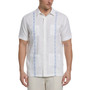 Men's Contrast Embroidered Panel Button-Down Guayabera Shirt