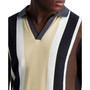 Karl Lagerfeld Men's Vertical Striped Pique Johnny Collar Polo Shirt
