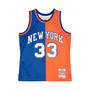 Men's Patrick Ewing Blue, Orange New York Knicks Hardwood Classics 1991-92 Split Swingman Jersey