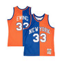 Men's Patrick Ewing Blue, Orange New York Knicks Hardwood Classics 1991-92 Split Swingman Jersey