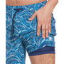 Men's Moisture-Wicking Stretch Wave-Print 7" Swim Trunks