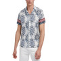 Men's Floral-Print Button-Down Linen Camp Shirt