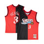 Men's Allen Iverson Black, Red Philadelphia 76ers Hardwood Classics 2000-01 Split Swingman Jersey