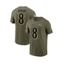 Men's Lamar Jackson Olive Baltimore Ravens 2022 Salute To Service Name and Number T-shirt
