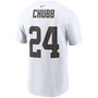 Men's Nick Chubb White Cleveland Browns Player Name and Number T-shirt