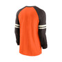 Men's Orange and Brown Cleveland Browns Throwback Raglan Long Sleeve T-shirt