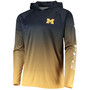 Men's Navy Michigan Wolverines Terminal Tackle Omni-Shade UPF 50 Long Sleeve Hooded T-shirt