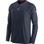 Men's Navy Houston Texans Sideline Coaches Performance Long Sleeve V-Neck T-shirt