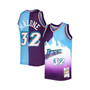 Men's Karl Malone Purple, Turquoise Utah Jazz Hardwood Classics 1996-97 Split Swingman Jersey