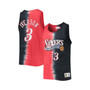 Men's Allen Iverson Red and Black Philadelphia 76ers Hardwood Classics Tie-Dye Name and Number Tank Top