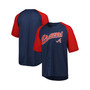 Men's Navy Atlanta Braves Button-Down Raglan Fashion Jersey