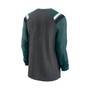 Men's Heathered Charcoal, Midnight Green Philadelphia Eagles Tri-Blend Raglan Athletic Long Sleeve Fashion T-shirt