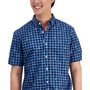 Men's Peter Classic-Fit Maritime-Print Check Button-Down Poplin Shirt, Created for Macy's