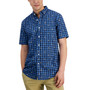 Men's Peter Classic-Fit Maritime-Print Check Button-Down Poplin Shirt, Created for Macy's