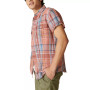 Men's Linen Plaid Short Sleeve Workwear Shirt