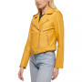 Women's Faux-Leather Belted Hem Moto Jacket