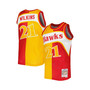 Men's Dominique Wilkins Yellow, Red Atlanta Hawks Hardwood Classics 1986-87 Split Swingman Jersey