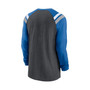 Men's Heathered Charcoal, Blue Detroit Lions Tri-Blend Raglan Athletic Long Sleeve Fashion T-shirt