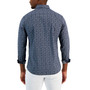 Men's Slim-Fit Stretch Leaf Sketch Print Long-Sleeve Button-Up Shirt