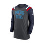 Men's Heathered Charcoal, Navy Tennessee Titans Tri-Blend Raglan Athletic Long Sleeve Fashion T-shirt