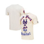 Men's Cream New York Mets Cooperstown Collection Old English T-shirt
