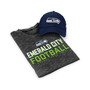 Men's College Navy, Heathered Black Seattle Seahawks Team T-shirt and Adjustable Hat Combo Set
