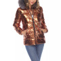 Women's Metallic Puffer Coat With Hoodie
