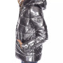 Women's Metallic Puffer Coat With Hoodie