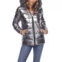 Women's Metallic Puffer Coat With Hoodie