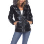 Women's Metallic Puffer Coat With Hoodie