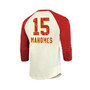 Men's Threads Patrick Mahomes Cream, Red Kansas City Chiefs Super Bowl LVII Name and Number Raglan 3/4-Sleeve T-shirt