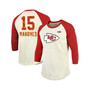 Men's Threads Patrick Mahomes Cream, Red Kansas City Chiefs Super Bowl LVII Name and Number Raglan 3/4-Sleeve T-shirt