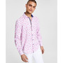 Men's Slim-Fit Performance Stretch Floral Long-Sleeve Button-Down Shirt