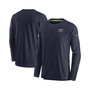 Men's College Navy Seattle Seahawks Sideline Lockup Performance Long Sleeve T-shirt
