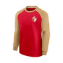 Men's Scarlet and Gold-Tone San Francisco 49ers Historic Raglan Crew Performance Sweater