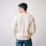 Men's Long Sleeve Crew Neck Sweater with Suede Piecing