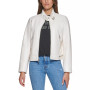 Faux-Leather Latch Collar Lined Moto Racer Jacket