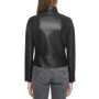 Faux-Leather Latch Collar Lined Moto Racer Jacket