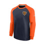 Men's Navy, Orange Chicago Bears Historic Raglan Crew Performance Sweater