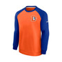 Men's Orange and Royal Denver Broncos Historic Raglan Crew Performance Sweater