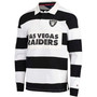 Men's Black and White Las Vegas Raiders Varsity Stripe Rugby Long Sleeve Polo Shirt