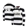 Men's Black and White Las Vegas Raiders Varsity Stripe Rugby Long Sleeve Polo Shirt