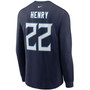 Men's Derrick Henry Navy Tennessee Titans Player Name and Number Long Sleeve T-shirt