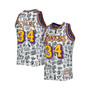 Men's Shaquille O'Neal White Los Angeles Lakers 1996-97 Hardwood Classics Doodle Swingman Jersey